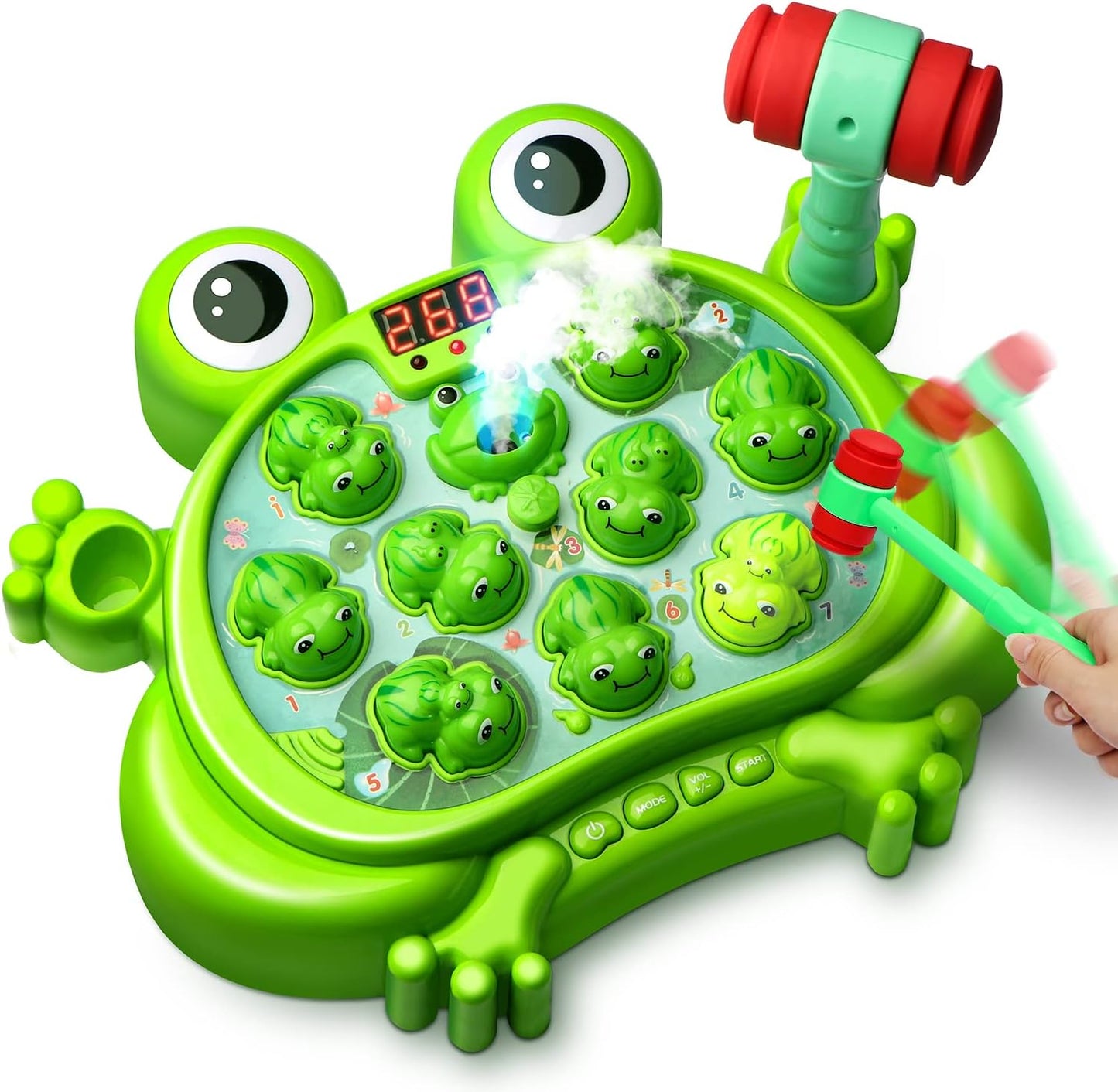 HopeRock Whack A Frog Game with 5 Modes, 45 Levels, 9 Songs & Spray and Light-up