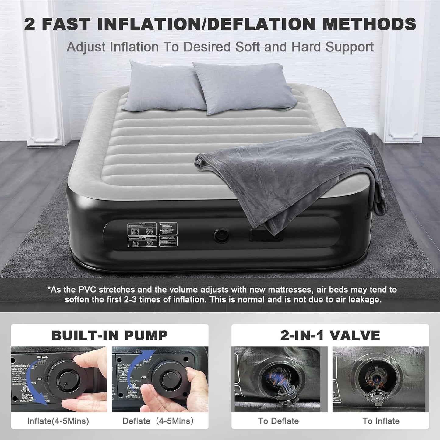 TINSUN Queen Air Mattress with Built in Pump 18'' Durable Air Bed