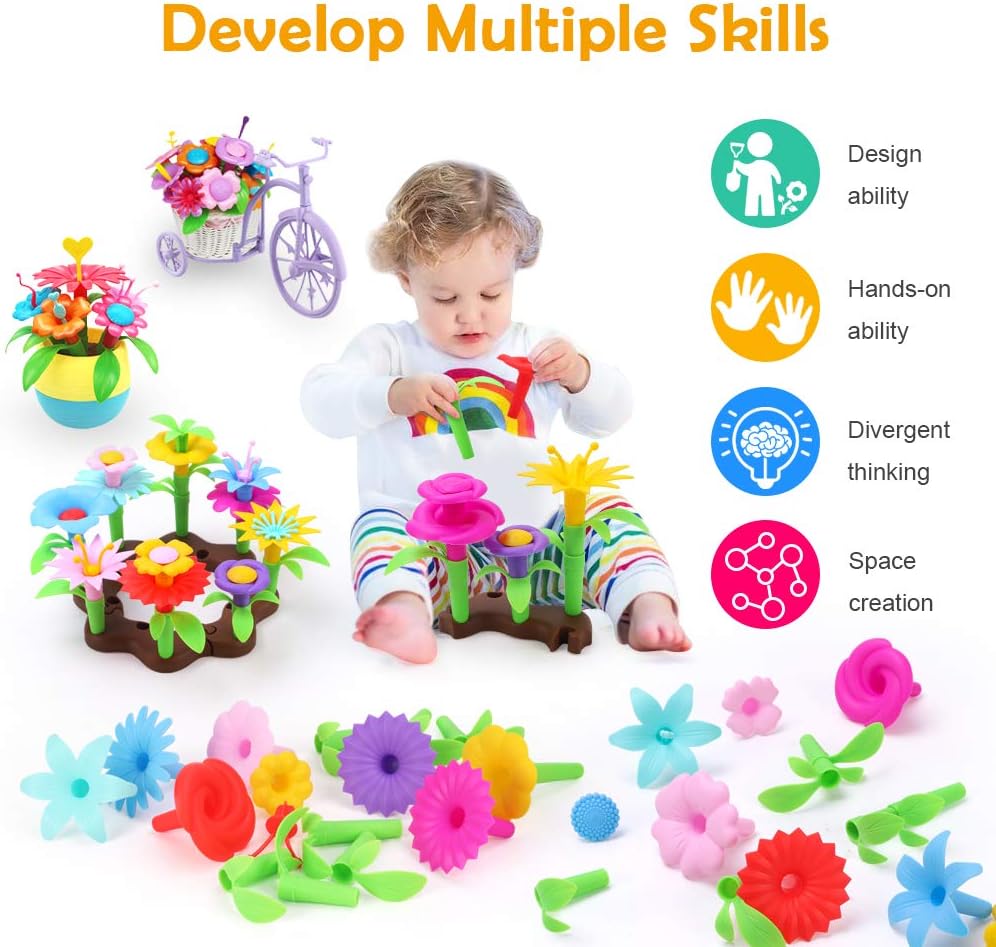 Flower Building Toy Set, Educational Garden Bouquet Blocks (127 PCS)