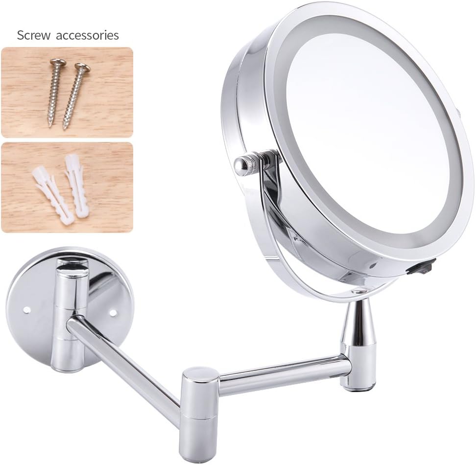 ANHO Led Cosmetic Mirror Wall Mounted, Double Side, 1X/3X Magnification