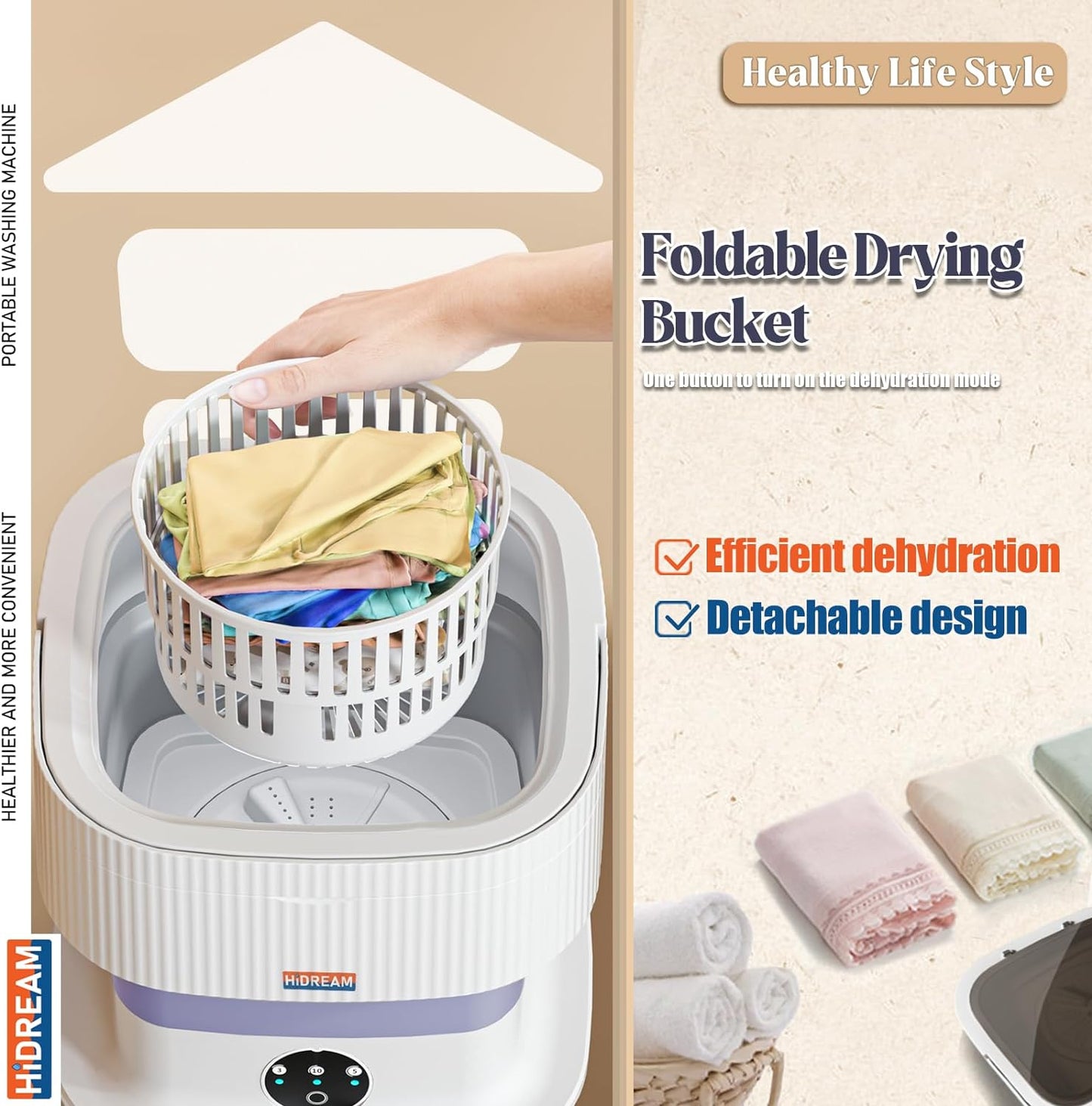 Portable Mini Washing Machine,Small Washer 9L Capacity (Lavender)