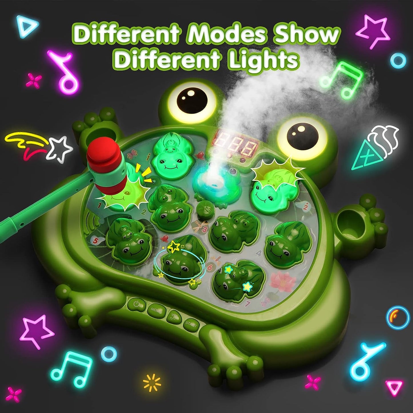 HopeRock Whack A Frog Game with 5 Modes, 45 Levels, 9 Songs & Spray and Light-up