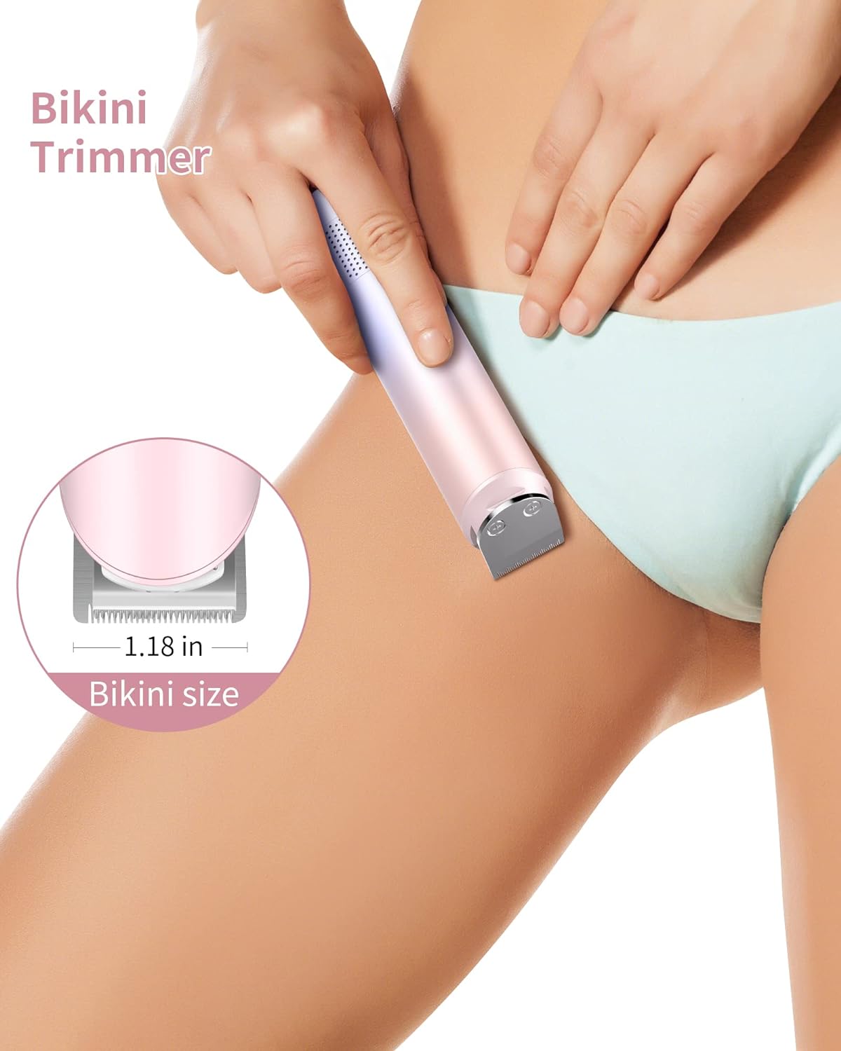 PRITECH Hair Trimmer for Women, Waterproof Bikini Trimmer, Rechargeable Pubic Hair Clippers