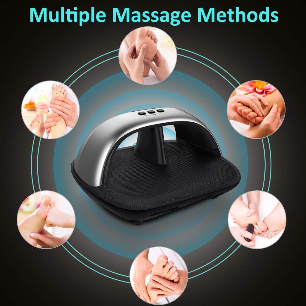 Foot Massager with Soothing Heat for Plantar Fasciitis, Multi-Level Setting, Electric Deep Kneading Massager, Relieve Foot Pain, Improve Blood Circulation, Fit Large Foot Size