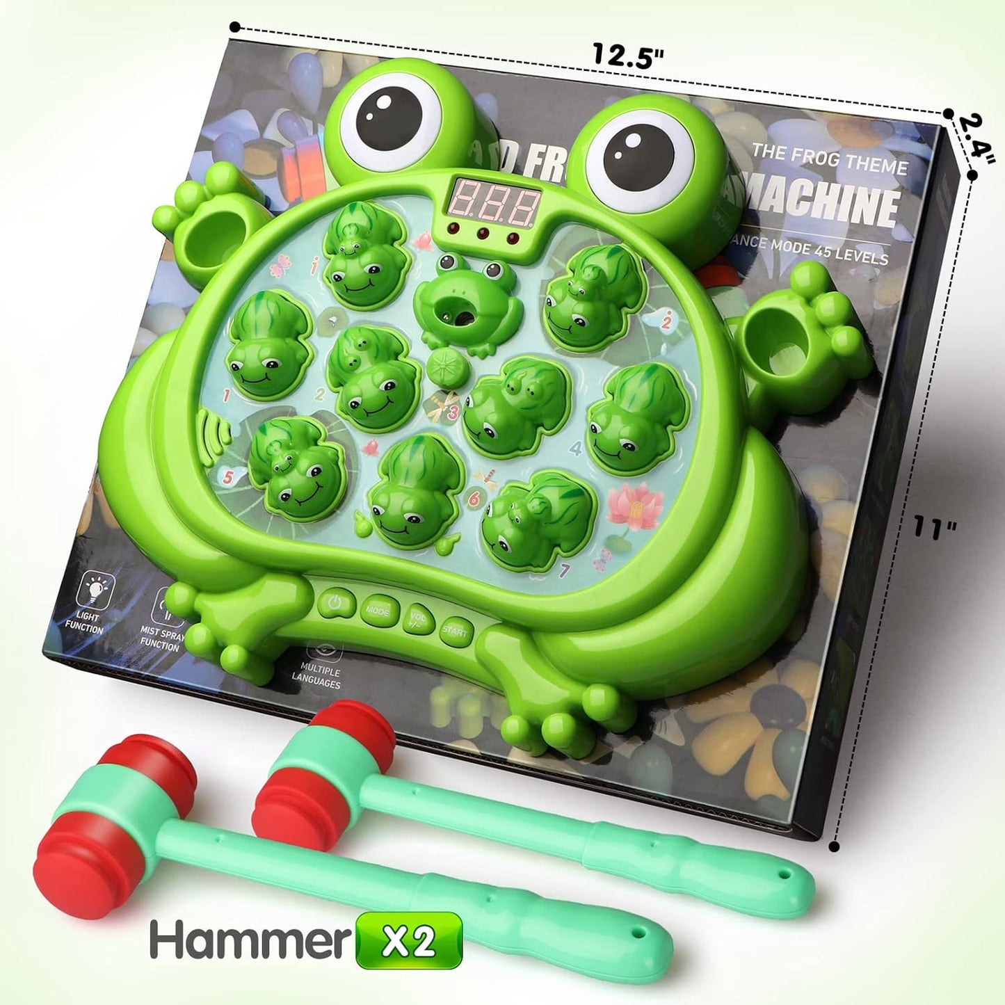 HopeRock Whack A Frog Game with 5 Modes, 45 Levels, 9 Songs & Spray and Light-up