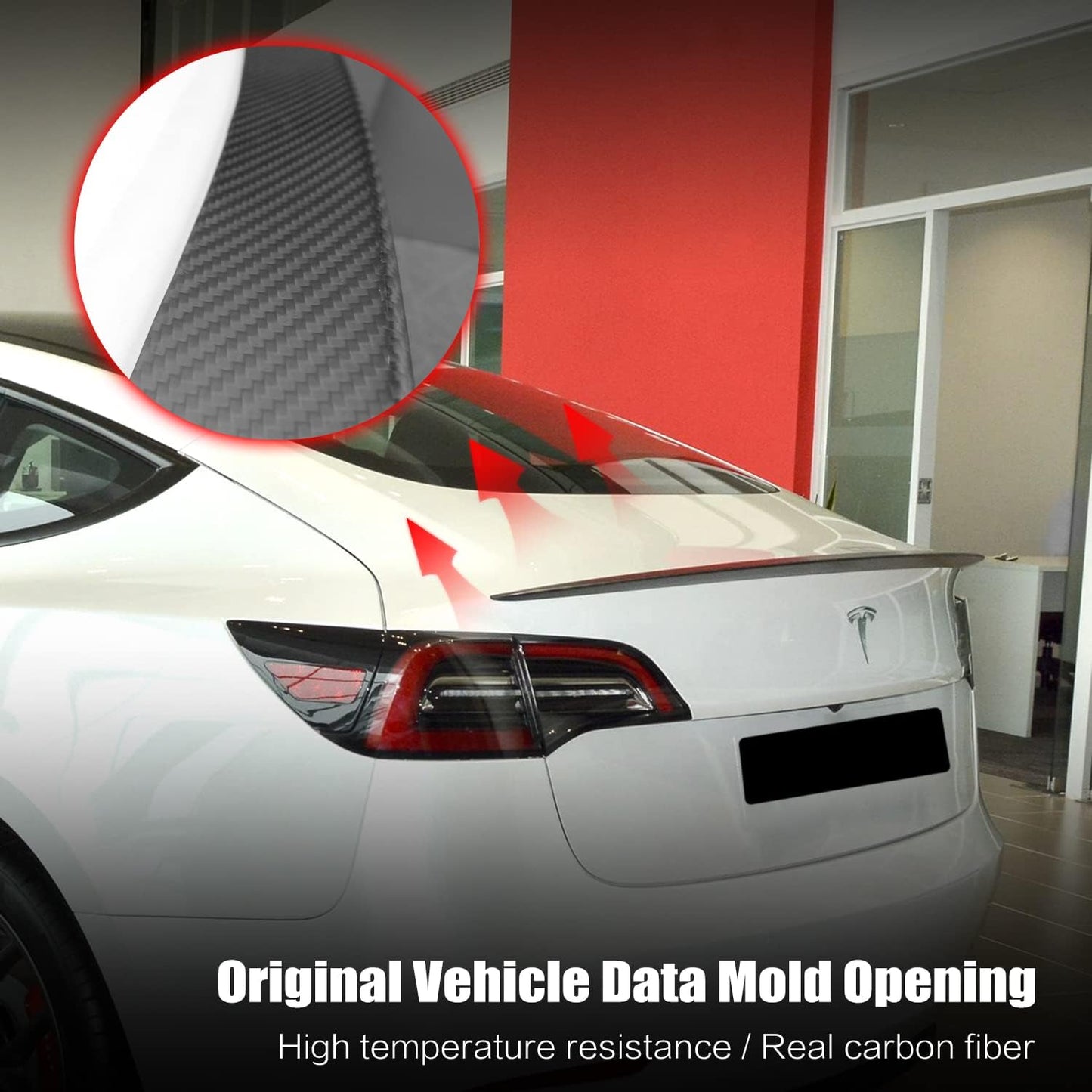 Tesla Model 3 Spoiler 3K Model 3 Carbon Fiber Rear Trunk Lid Spoiler 2017-2023