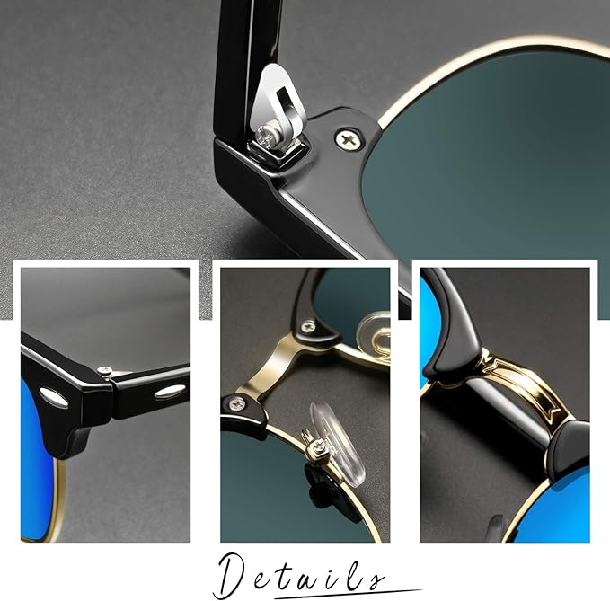 Polarized Semi Rimless Sunglasses Men Women, Classic Half Frame Sun Glasses UV Protection