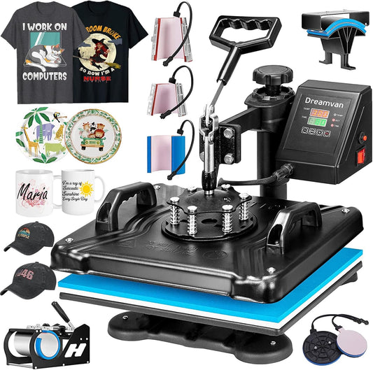 DREAMVAN Pro 8 in 1 Heat Press Machine Combo T Shirt Pressing Machine 15x12"