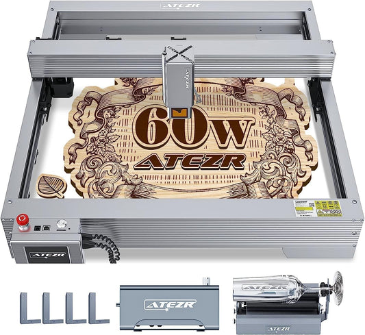 ATEZR P10 Combo 10-12W Laser Engraver with Air Assist& Rotary Roller, 17x17