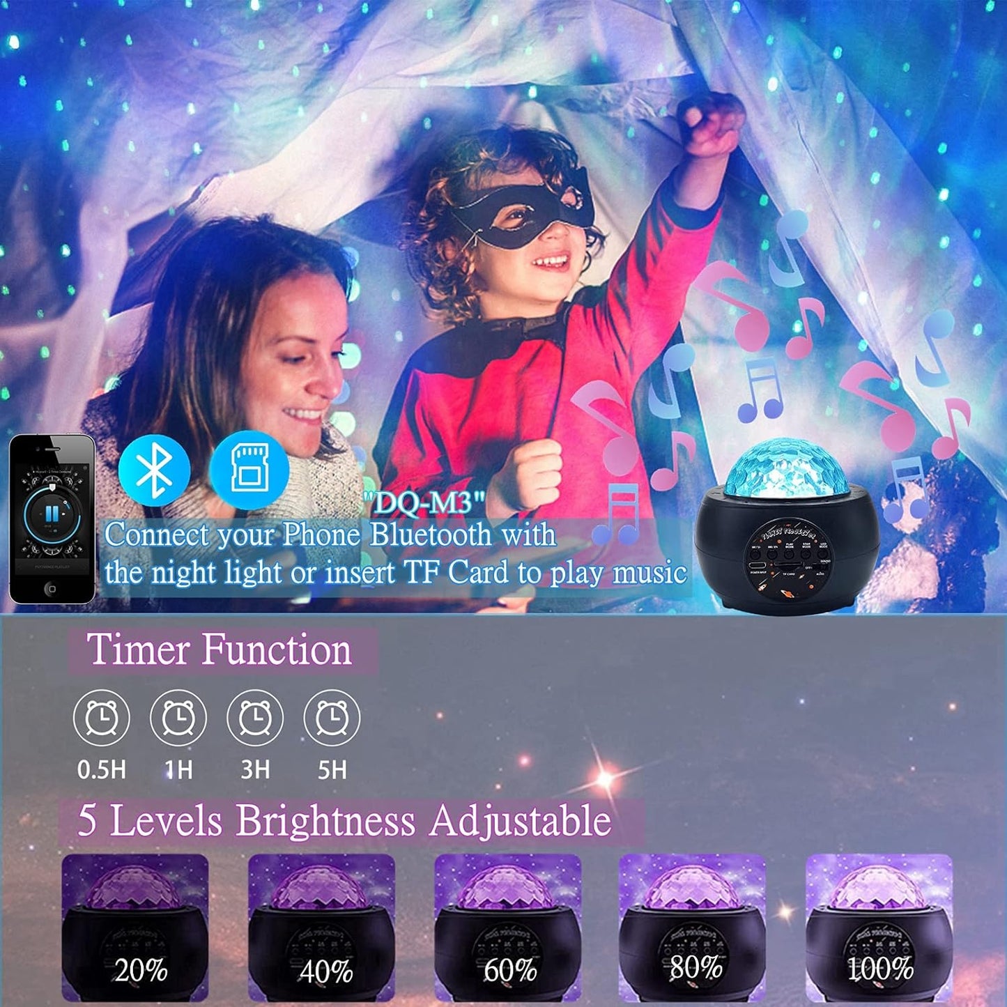 Laysinly Galaxy System Planet Projector Night Light, Galaxy Star Projector Light, Music Bluetooth Speaker