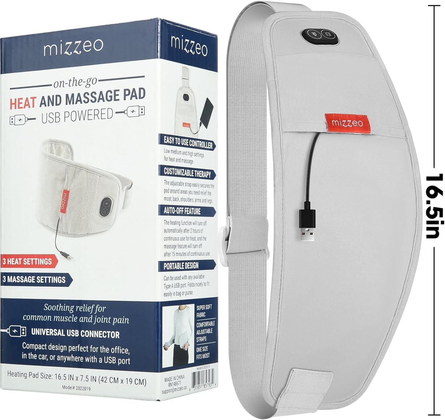 Mizzeo Portable Heating Pad for Cramps, Mizzeo 3 Levels & Modes Lightweight Waist Belt