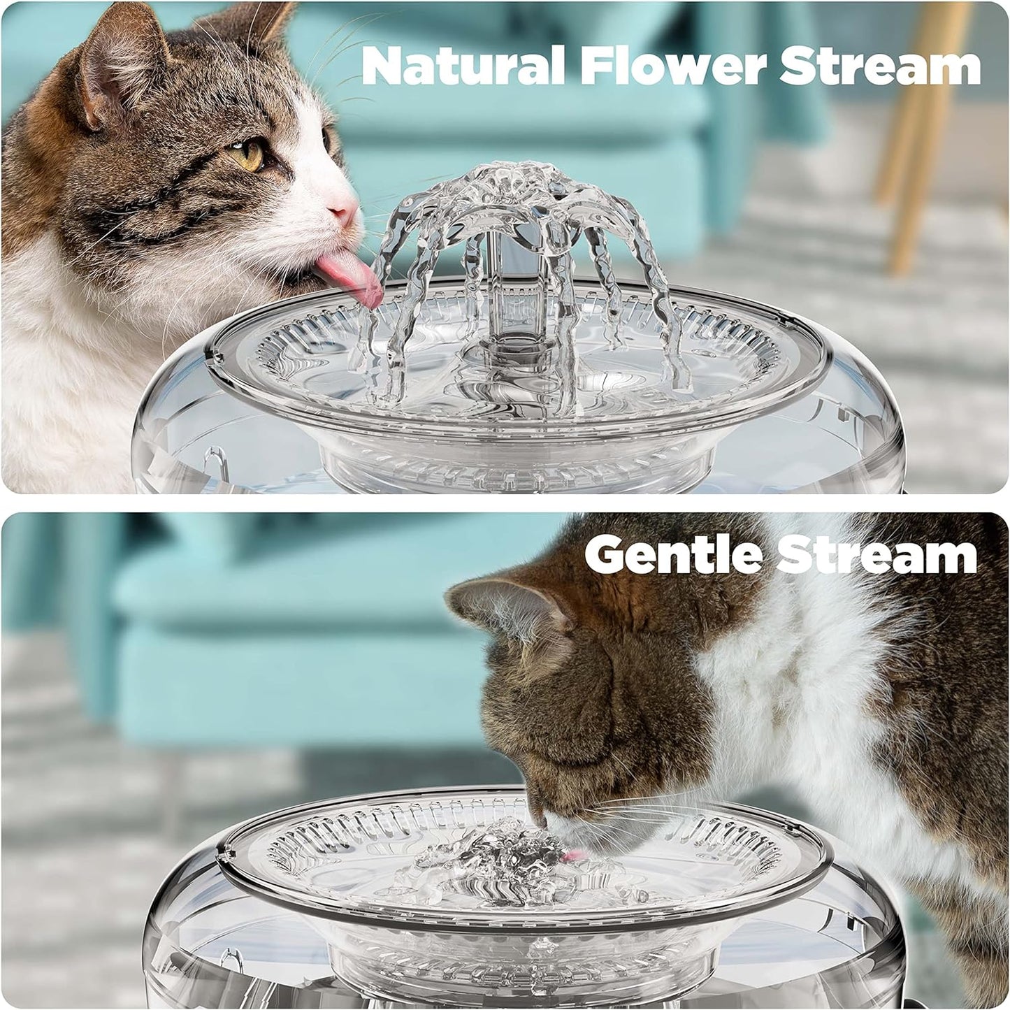 Ciays Cat Water Fountain, 81oz/2.3L Automatic Pet Water Fountain Dog Water Dispenser with LED Light for Cats, Dogs, Multiple Pets, 3 Replacement Filters Included