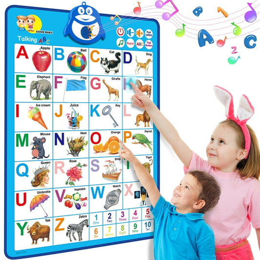 Beefunni Toddler Toys Electronic Interactive Alphabet Wall Chart, Talking ABC Learning Poster with Music Christmas Gifts for 2-6 Years Old Boys and Girls