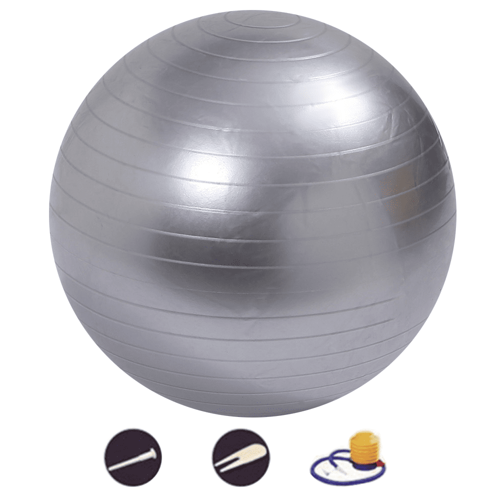 Exercise Ball for Physical Therapy, Swiss Ball Physio Ball for Rehab Exercises, Workout Fitness Ball for Core Strength, Yoga Ball for Balance & Flexibility，silver，frosted-65cm