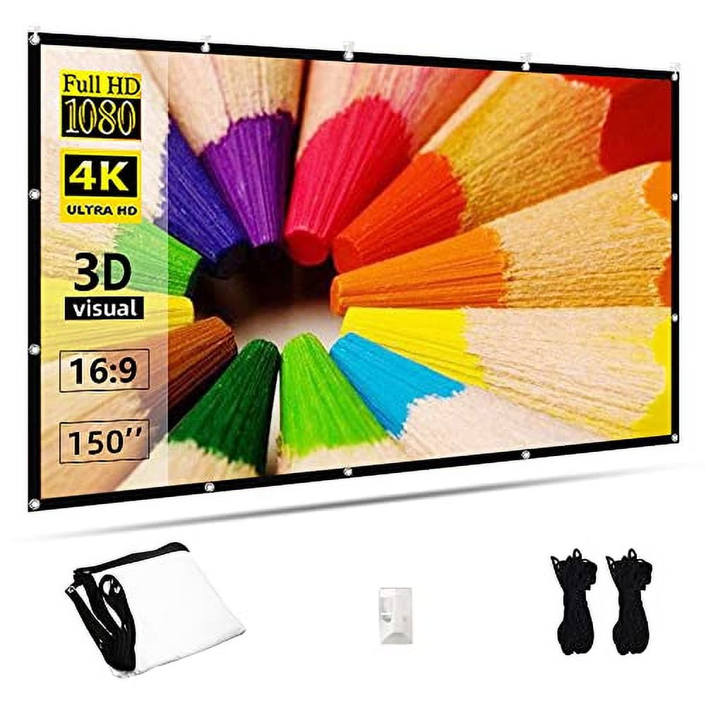 Projector Screen 150 inch Projection Screen Indoor Outdoor Washable Anti-Crease 16:9