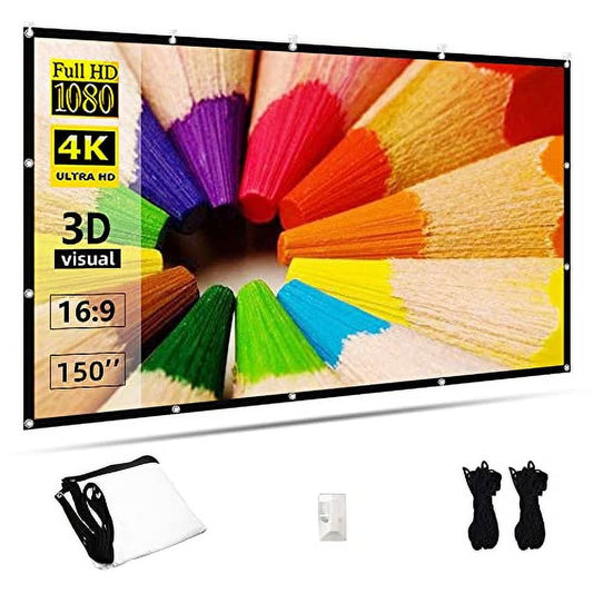 Projector Screen 150 inch Projection Screen Indoor Outdoor Washable Anti-Crease 16:9