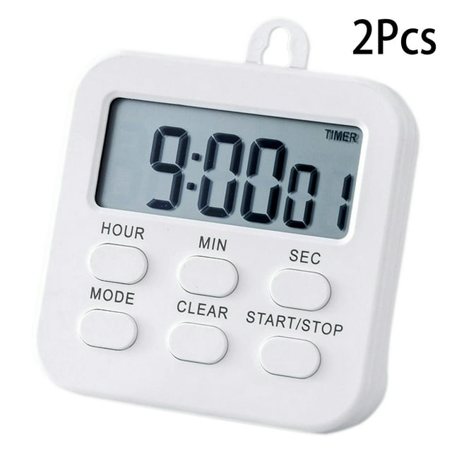 Willstar Digital Timer 2Pcs 24-Hours LCD Kitchen Timers Kitchen Clock Timer with Alarm,White