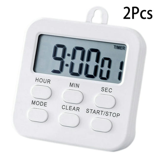 Willstar Digital Timer 2Pcs 24-Hours LCD Kitchen Timers Kitchen Clock Timer with Alarm,White