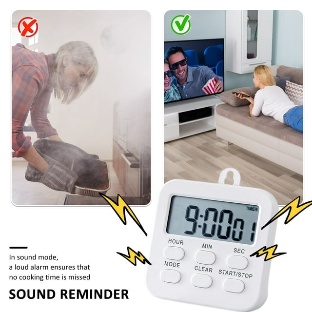 Willstar Digital Timer 2Pcs 24-Hours LCD Kitchen Timers Kitchen Clock Timer with Alarm,White