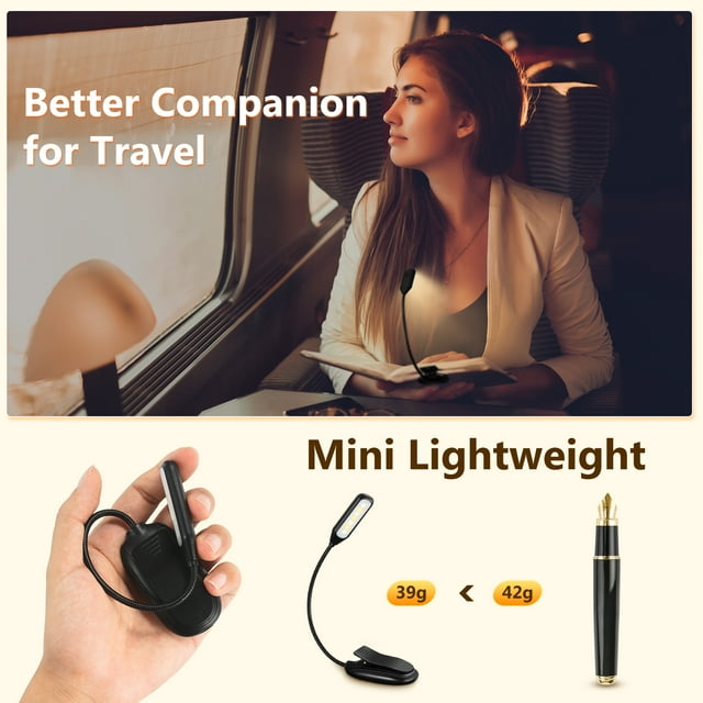 VictSing Rechargeable Book Light 7 LED, 3 Brightness Levels & 3 Color Temperatures, up to 60 Hours Reading, Lightweight Clip on Reading Lights for Books in Bed