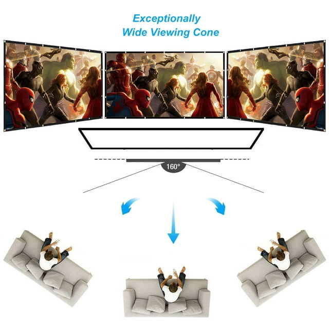 Projector Screen 150 inch Projection Screen Indoor Outdoor Washable Anti-Crease 16:9