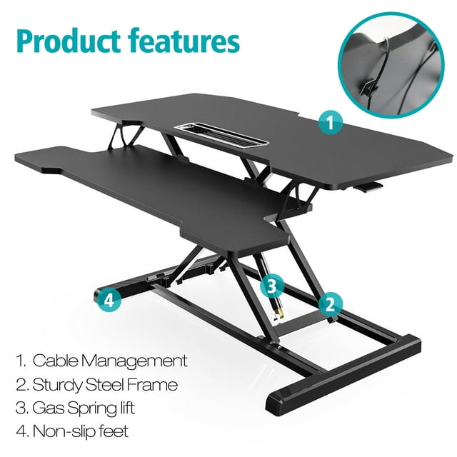 FENGE 36 inch Standing Desk Stand Adjustable Sit to Stand Up Stand Cube Stand for Laptop Monitors SD360001WB