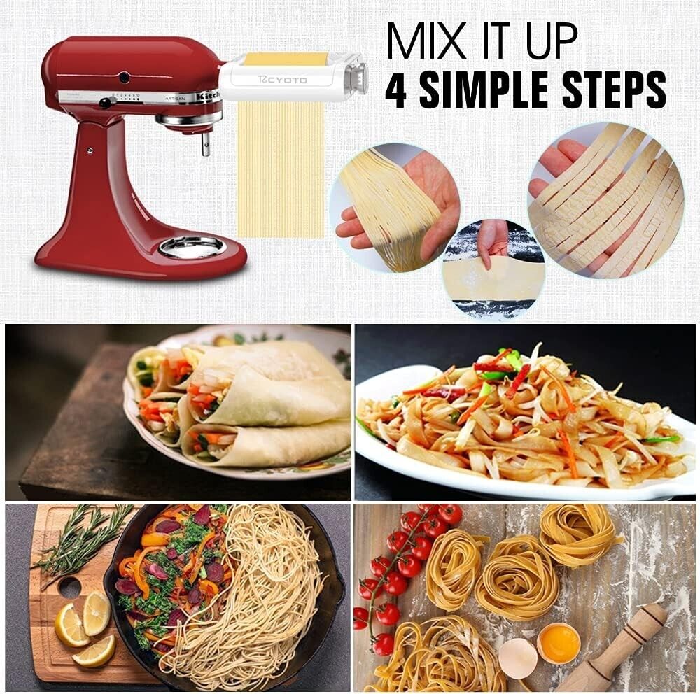 Pasta Maker Attachment for KitchenAid 3-in-1 Set Stand Mixer including