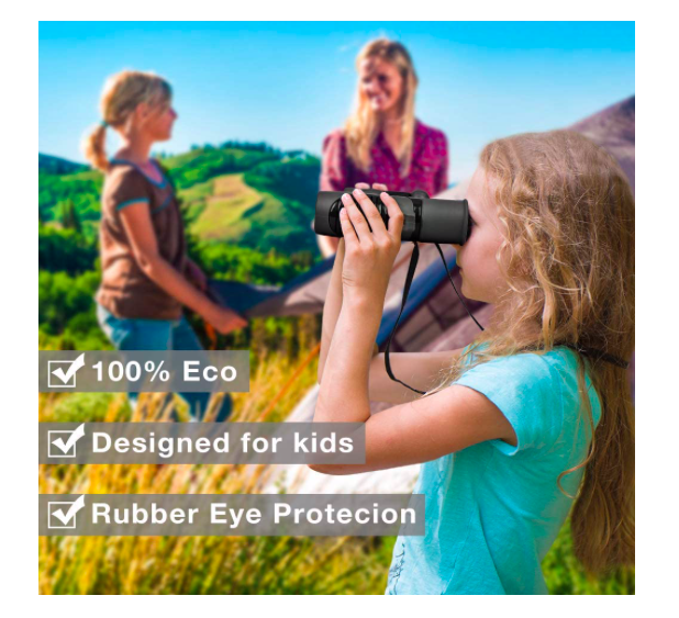 Amarey Kids Binoculars HD 8x21 - Zoom Compact Wide Angle Shock Proof W Neck Cord