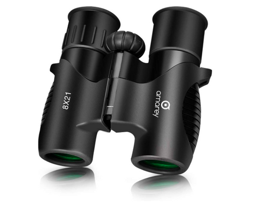 Amarey Kids Binoculars HD 8x21 - Zoom Compact Wide Angle Shock Proof W Neck Cord